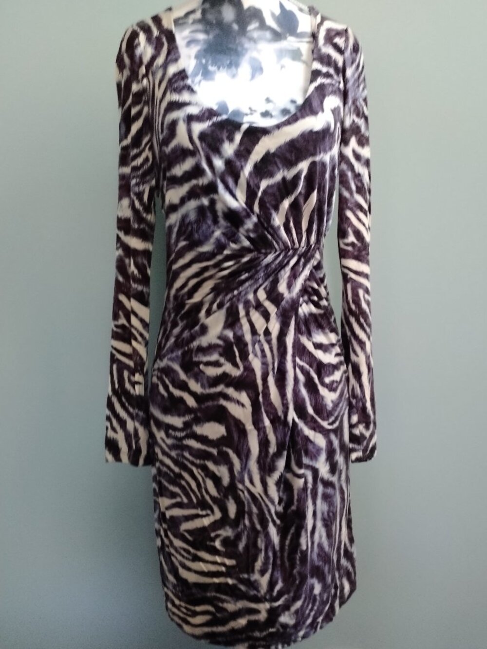 "Velvet" Brand Purple Abstract Animal Print Dress, size S
